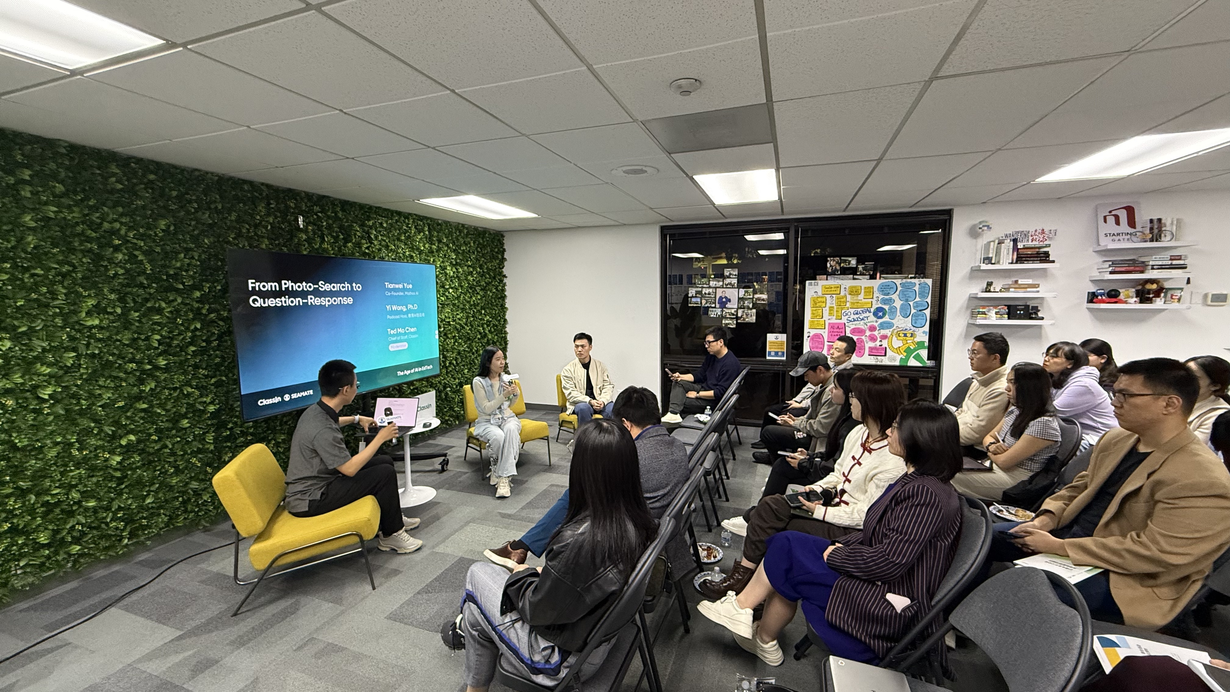 山景城的“出海同学会”上,我们与Mathos AI创始人Tianwei Yue和YJ Guo对谈AI拍题讲解赛道的增长与变革